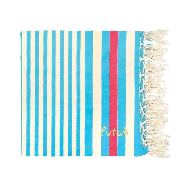 Светлосиня памучна плажна кърпа Meco, 190 x 190 cm - Futah