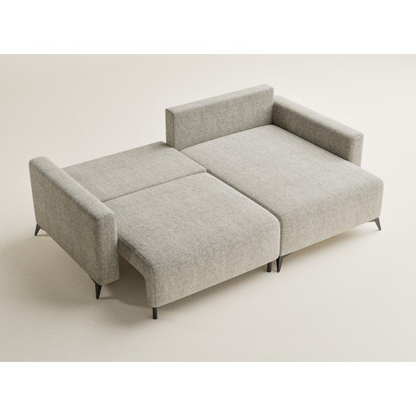 Бежов шенилов сгъваем/с място за съхранение ъглов диван (десен ъгъл) Leon – Maison de Rêve-image-3