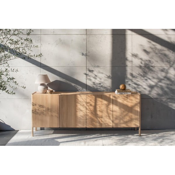 Скрин от масивен дъб в естествен цвят 220x85x42 cm Dvor – Gazzda-image-3