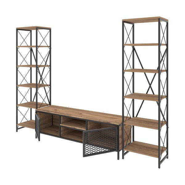 Антрацитен/натурален шкаф за телевизор  150x47 cm Maxim - Kalune Design-image-2