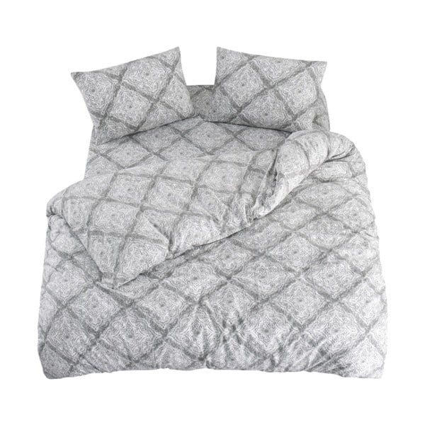 Сиво единично удължено спално бельо с включен долен чаршаф 3 части 160x220 cm Geometric – Mila Home