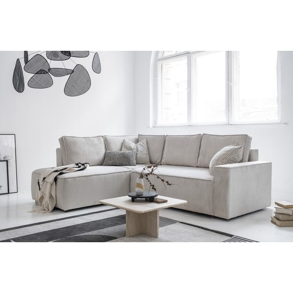 Бял разтегателен ъглов диван от рипсено кадифе (ляв ъгъл) Brave Dave – Miuform-image-3