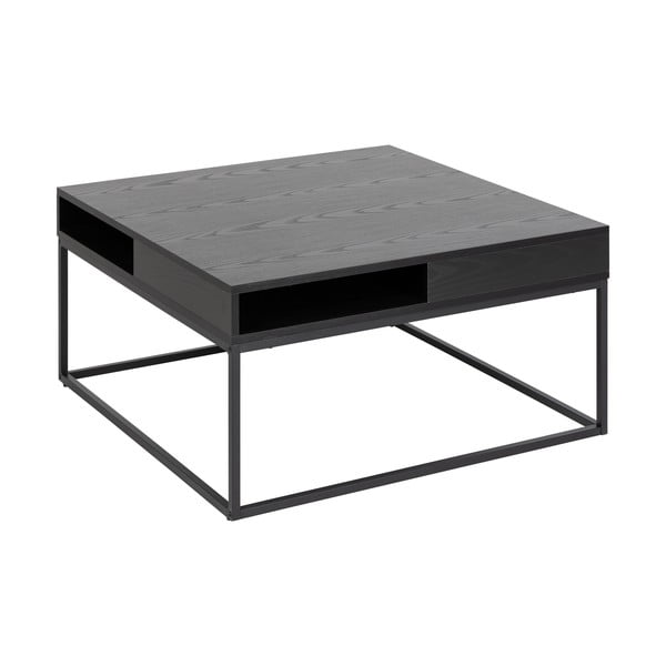 Черна масичка за кафе с ясенов плот 80x80 cm Willford – Actona