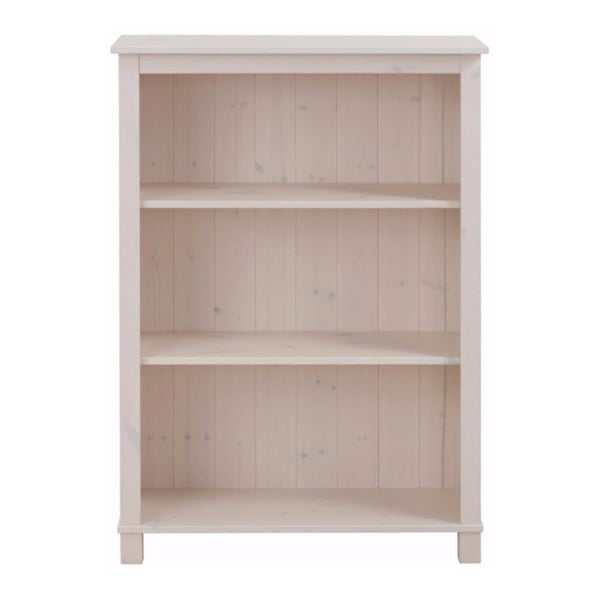 Нисък бял шкаф за книги, изработен от масивна борова дървесина Pinto - Støraa