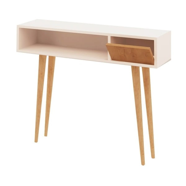 Бяла конзолна маса с дъбови детайли от Garetto Kiogi - Mod Design