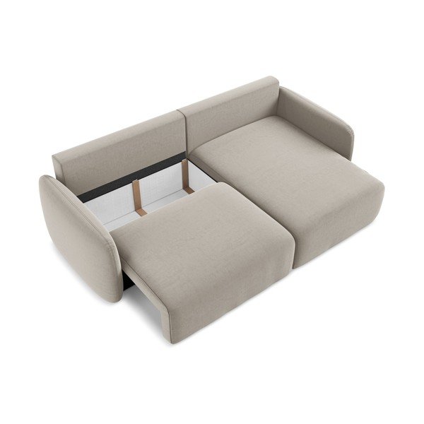 Кафяво-сив кадифен сгъваем/с място за съхранение ъглов диван (десен ъгъл) Kalena – Makamii-image-4