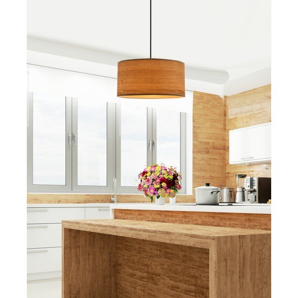 Светлокафява висяща лампа с абажур от ратан ø 30 cm Legno - Candellux Lighting-image-1