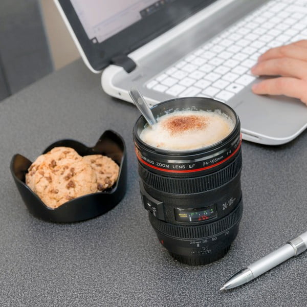 Черна многофункционална чаша за пътуване Lens, 400 ml - InnovaGoods