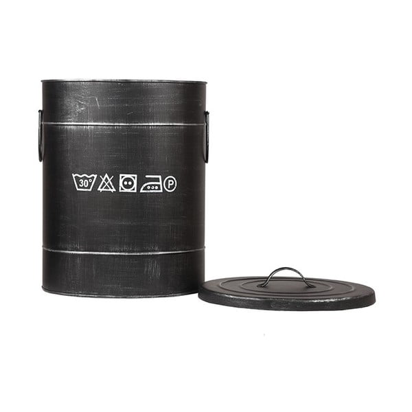 Черна метална кошница за пране , ⌀ 32 cm - LABEL51