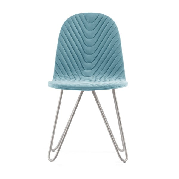 Světle modrá židle s kovovými nohami Iker Mannequin X Wave