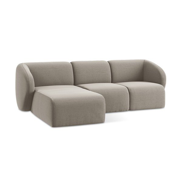 Светлокафяв кадифен ъглов диван (ляв ъгъл) Lani – Makamii-image-4