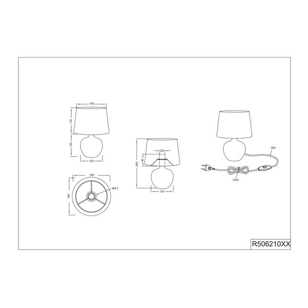 Черна настолна лампа от керамика и плат, височина 26 cm Luxor - Reality-image-2