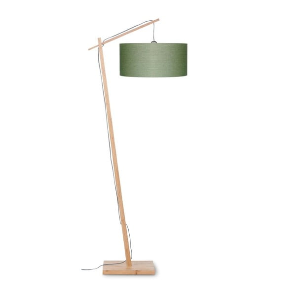Подова лампа със зелен абажур и бамбукова структура Andes - Good&Mojo