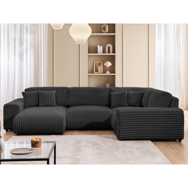 Тъмносив ъглов диван от рипсено кадифе (десен ъгъл U форма) Justin – Ropez-image-1