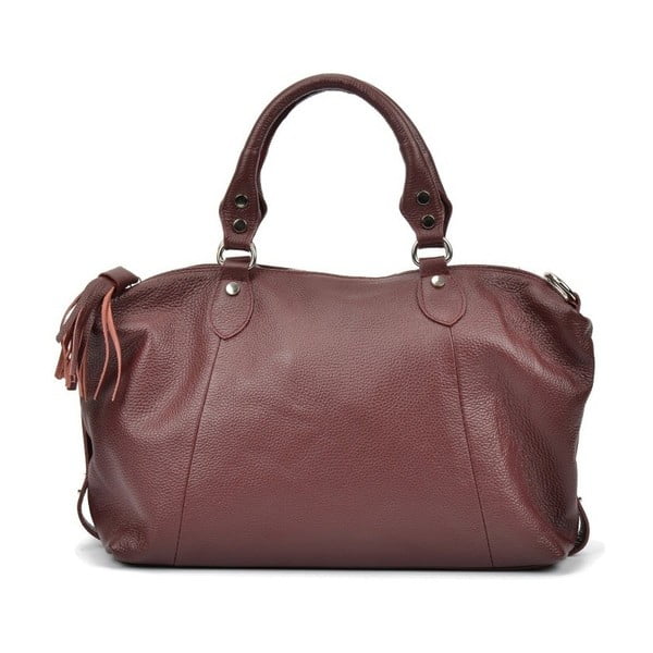 Виненочервена кожена чанта Mangotti Debra - Mangotti Bags
