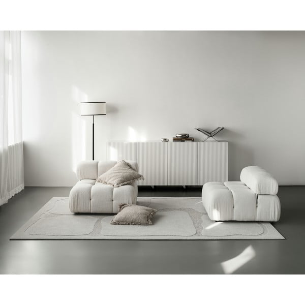 Светлосив вълнен килим 200x300 cm Morphic Organica – Agnella-image-2