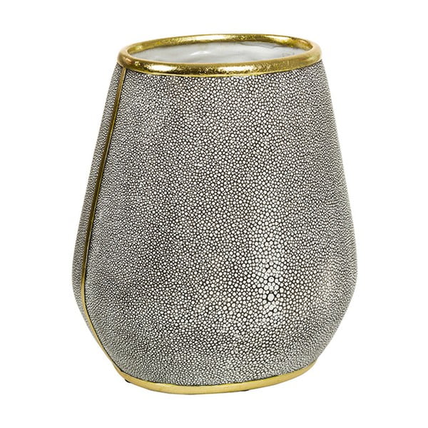 Šedá váza s detaily ve zlaté barvě Santiago Pons Pearl, výška 26 cm