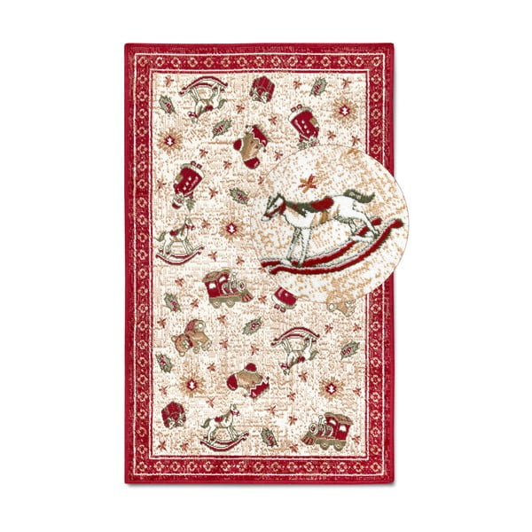 Червен  килим с коледен мотив със смес от памук 50x80 cm Toy's Delight Red Christmas – Villeroy&Boch