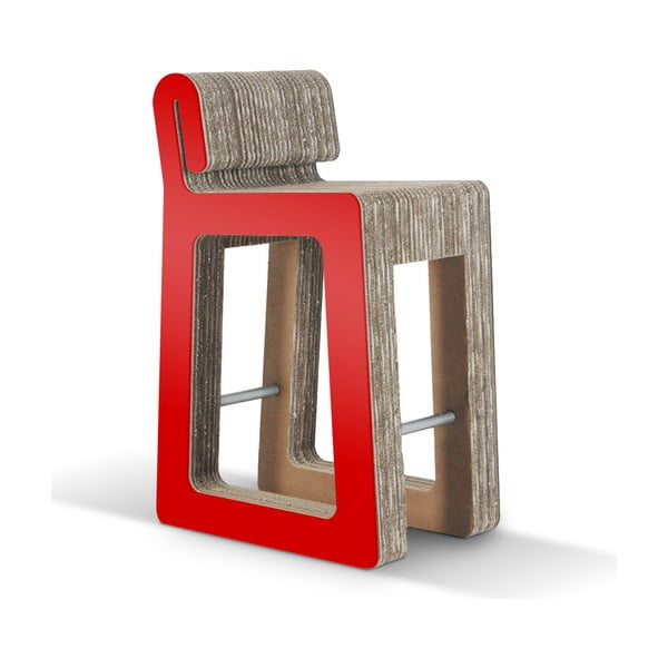 Barová kartonová židle Hook Stool Red