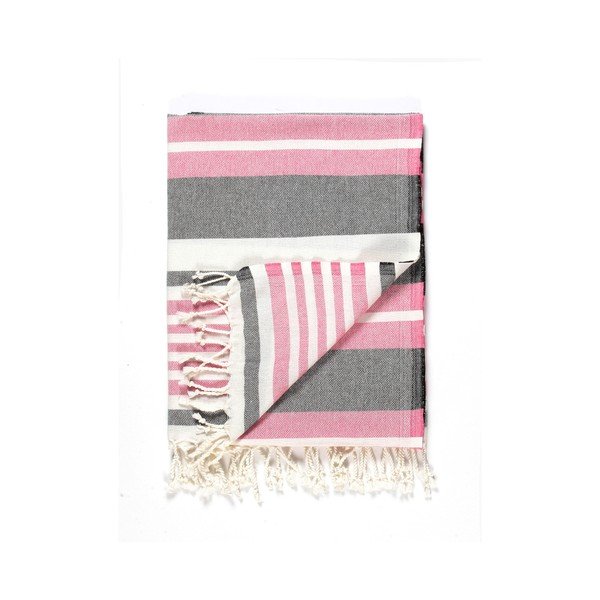 Розово-сива памучна кърпа за баня Kate Louise Cotton Collection Line Pink Grey, 100 x 180 cm-image-3