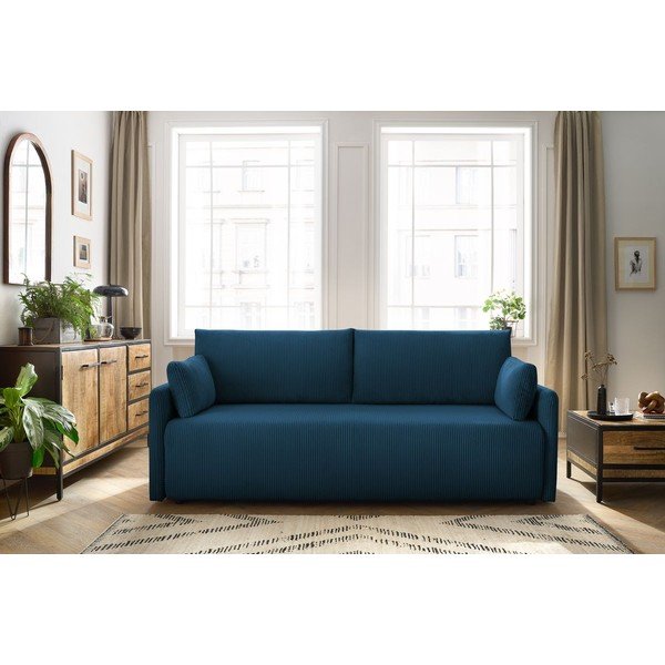 Тъмносин разтегателен диван от рипсено кадифе 211 cm Marcel – Bobochic Paris-image-1