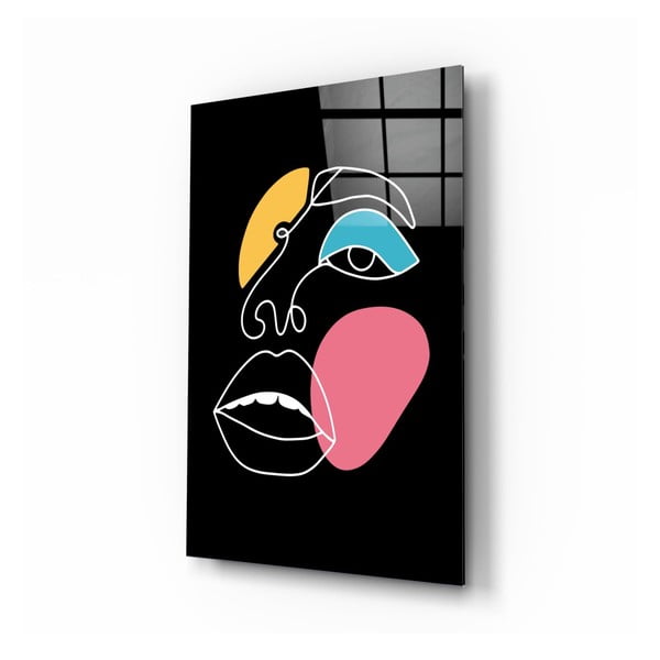 Картина върху стъкло , 46 x 72 cm Abstract Colored Face - Insigne