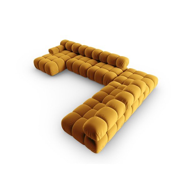 Диван от жълто кадифе 379 cm Bellis - Micadoni Home-image-4