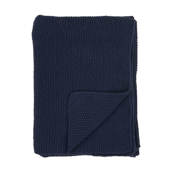 Тъмносиньо одеяло от рециклиран памук 130x170 cm Santos – House Nordic