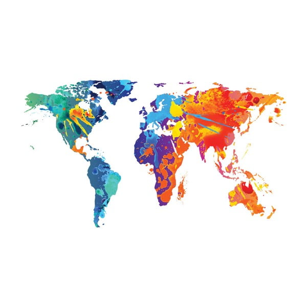 Стикери за стена Стикери за стена Дизайн на картата на световете Акварел, 60 x 105 cm - Ambiance-image-2