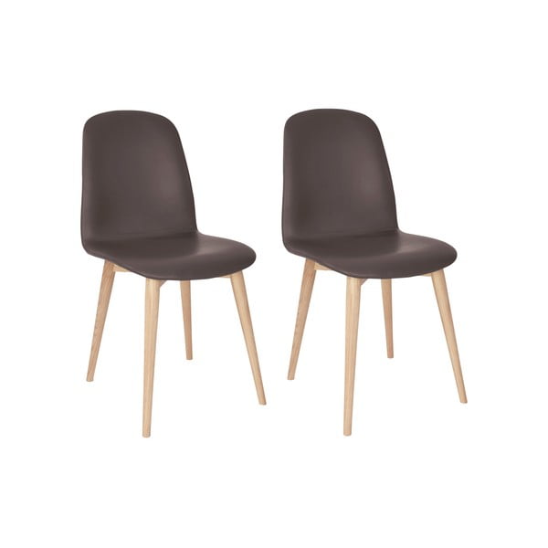 Комплект от 2 кафяви трапезни стола с масивни дъбови крака WOOD AND VISION Basic - Wood and Vision
