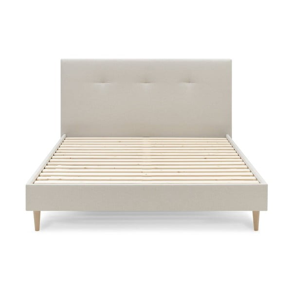 Бежово тапицирано двойно легло с решетка 160x200 cm Tory - Bobochic Paris-image-1