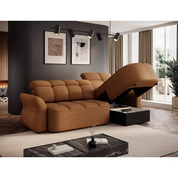Жълт кафяв кадифен разтегателен ъглов диван с място за съхранение (десен ъгъл) Beneth – ELTAP-image-4