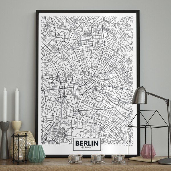 Плакат за стена в рамка MAP/BERLIN, 70 x 100 cm Map Berlin - DecoKing-image-1