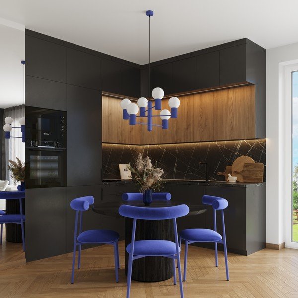 Синьо  висящо осветително тяло със стъклен абажур Orbital – Sollux-image-1