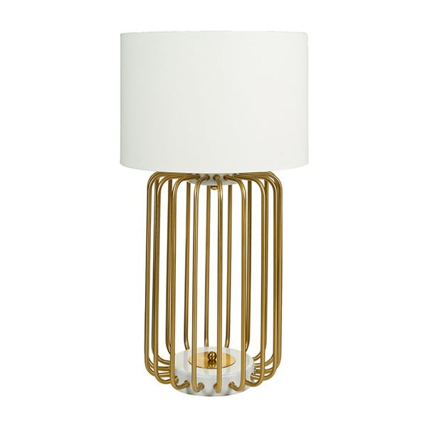 Bílá stolní lampa  se základnou ve zlaté barvě Santiago Pons Pam,  ⌀ 40 cm