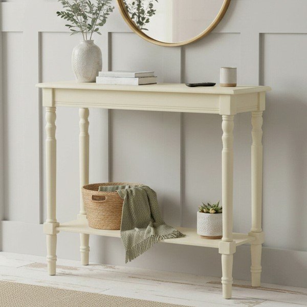 Конзолна маса от масивен бор в цвят слонова кост 30x80 cm Heritage – Premier Housewares-image-1