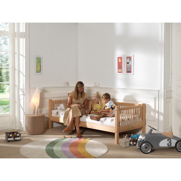 Детско легло от масивен бук с включена подматрачна рамка в естествен цвят 90x200 cm Forrest – Vipack-image-3