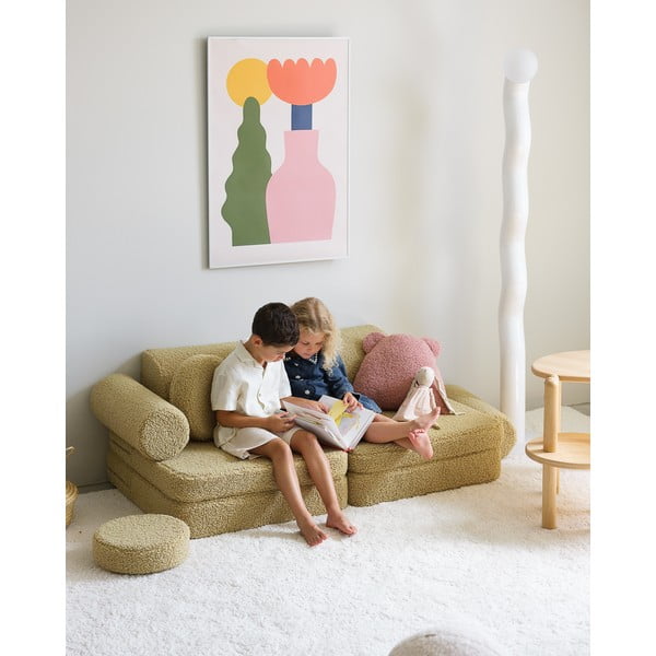 Зелен детски диван от букле 132 cm Settee – Wigiwama-image-2