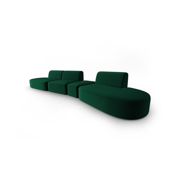 Зелен кадифен диван с десен ъгъл 428 cm Paolo – Milo Casa-image-2