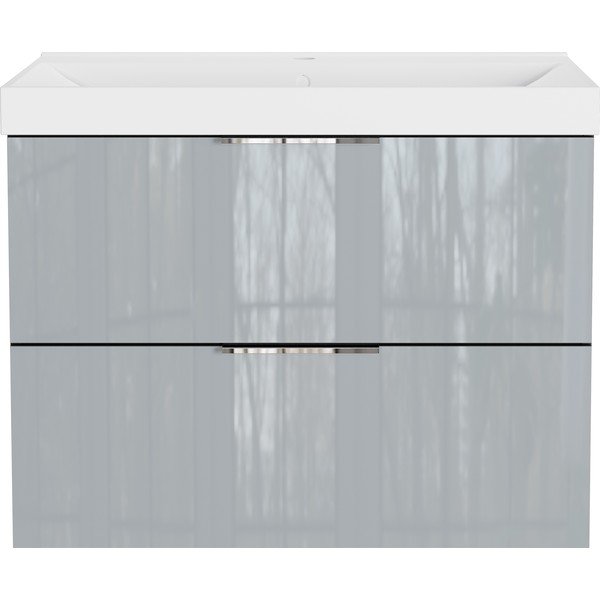 Сив гланцов стенен шкаф за мивка 81x65 cm Celano – Germania-image-3