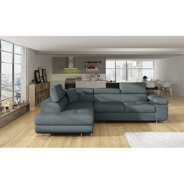 Син разтегателен ъглов диван с място за съхранение (ляв ъгъл L форма) Anton – ELTAP-image-1