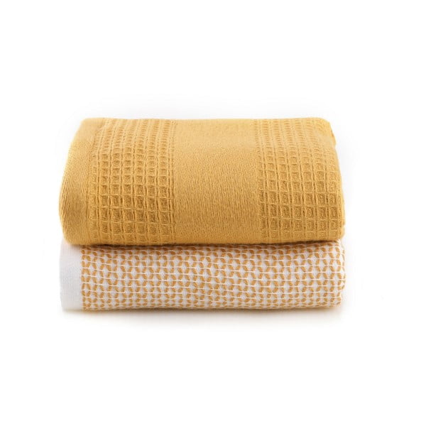 Жълти вафлени кърпи в комплект от 2 бр. 40x60 cm Betty – Foutastic-image-3