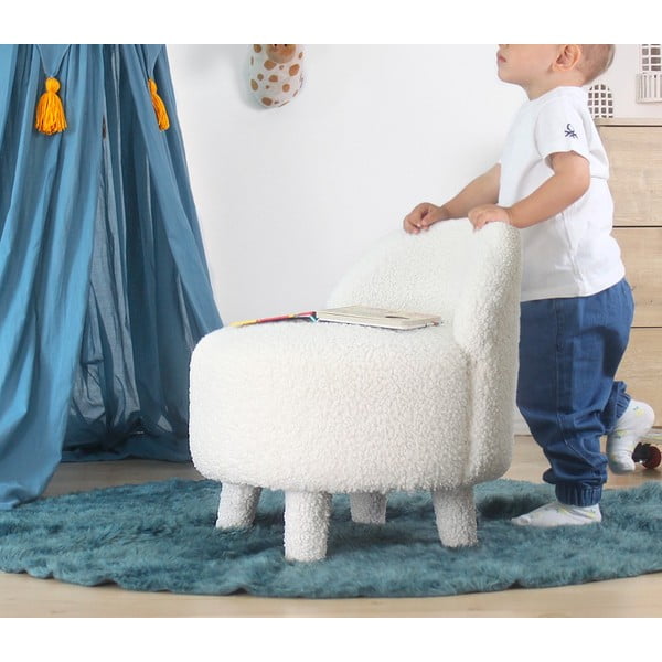 Бял детски фотьойл от плат букле Moouv – Artie-image-2