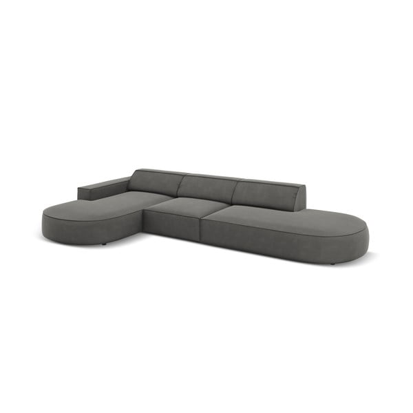 Ъглов диван от сиво кадифе (ляв ъгъл) Jodie - Micadoni Home-image-4