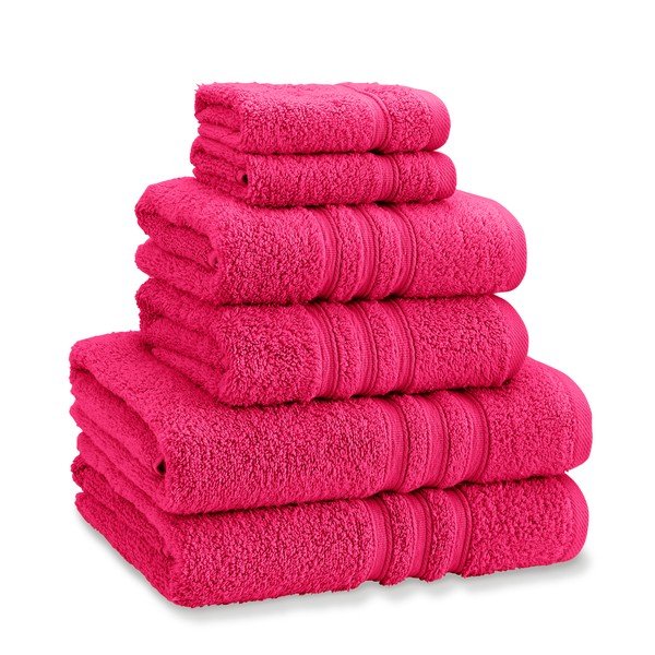 Тъмнорозови памучни хавлии и кърпи за баня в комплект 6 бр. от тери Zero Twist – Catherine Lansfield