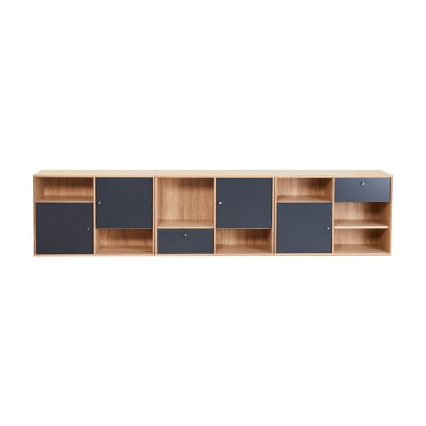 Черен нисък скрин от дъб 267x61 cm Mistral - Hammel Furniture
