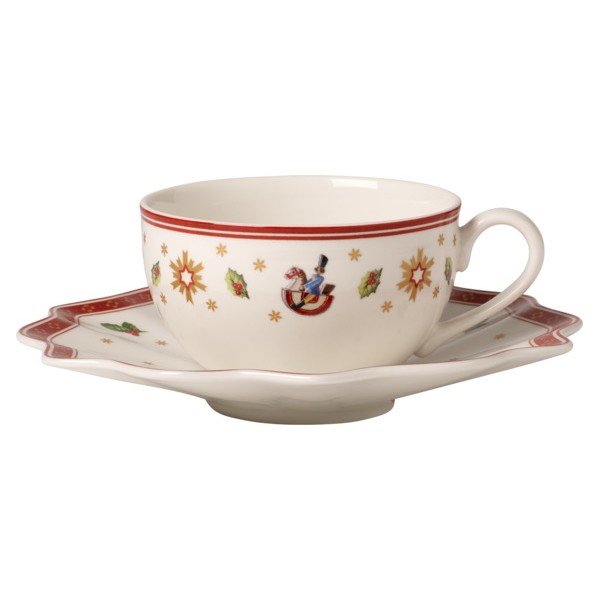 Бяла порцеланова чаша с чинийка с коледен мотив Villeroy & Boch, 0,3 л - Villeroy&Boch