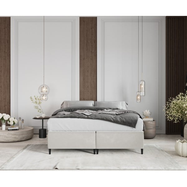 Кремаво тапицирано двойно легло с място за съхранение 140x200 cm  Tate – Maison de Rêve-image-3