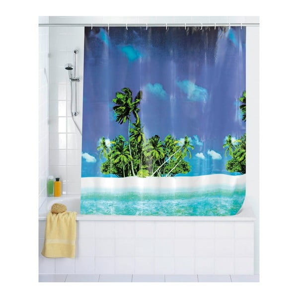 Синя завеса за душ Dreamy Beach, 180 x 200 cm Palm - Wenko-image-1