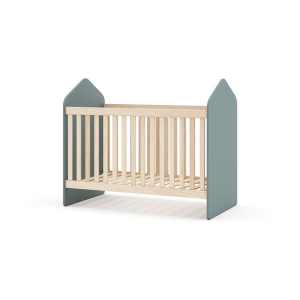 Детско креватче 60x120 cm от декор от бор в естествен цвят/сиво-зелено Estefania – Marckeric-image-3